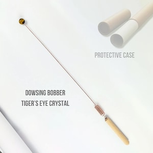 Dowsing Rod Bobber with Tiger's eye Crystal | Copper Dowsing One-Handed Rod | Divining rods | Natural Tiger Eye | Tensor Rod | Biotensor