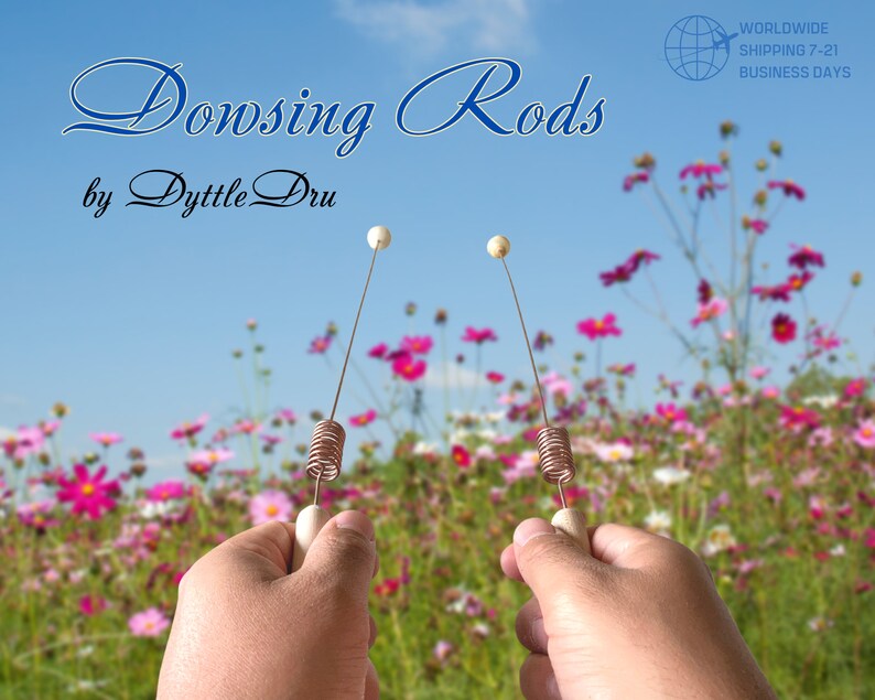 2 Copper Straight Dowsing Rods Bobber With Onyx Tip Pair of Divining