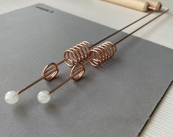 2 Copper Dowsing Rods with Moonstone | Pair of divining rods | Divination Rods | Sacred Cubit 144 MHz