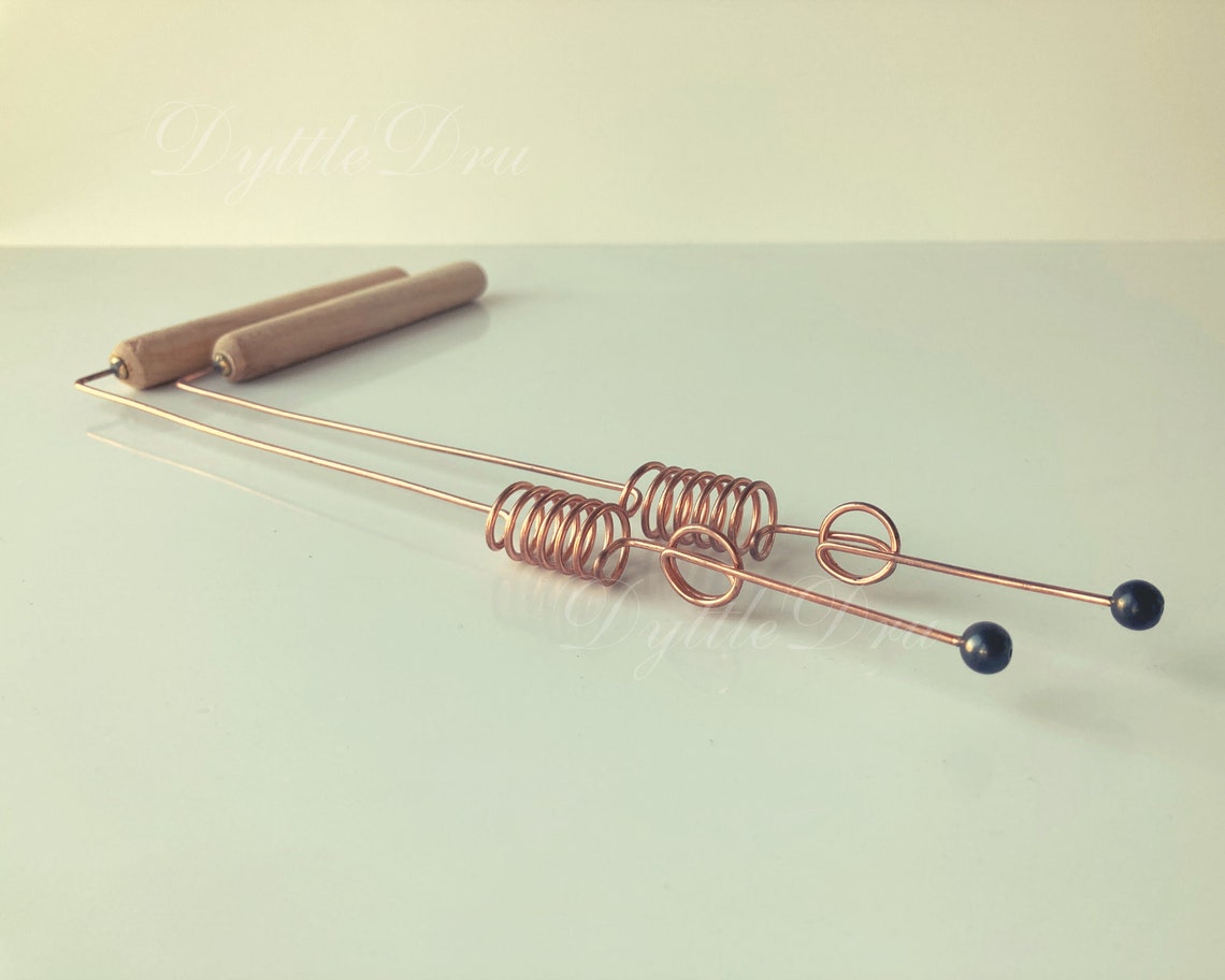2 Copper Dowsing Rods With Double Resonator & Shungite Tip Etsy