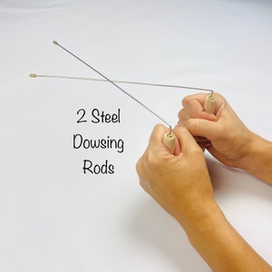 2 Dowser Rods with wood handles | Pair of divining rods