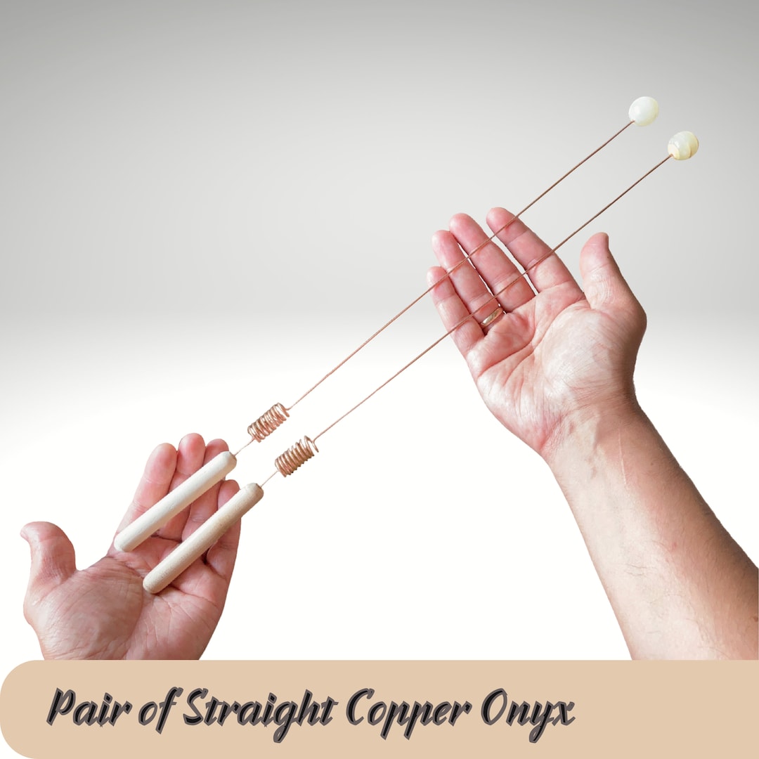 2 Copper Straight Dowsing Rods Bobber With Onyx Tip Pair of Divining
