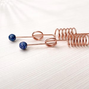 2 Lapiz Lazuli Copper Dowsing Rods with Lapis Lazuli Tip | Pair of divining rods | Divination Rods | Sacred Cubit 144 MHz