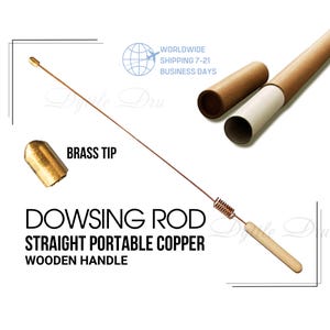 Varilla de radiestesia de cobre de una mano con punta de latón
