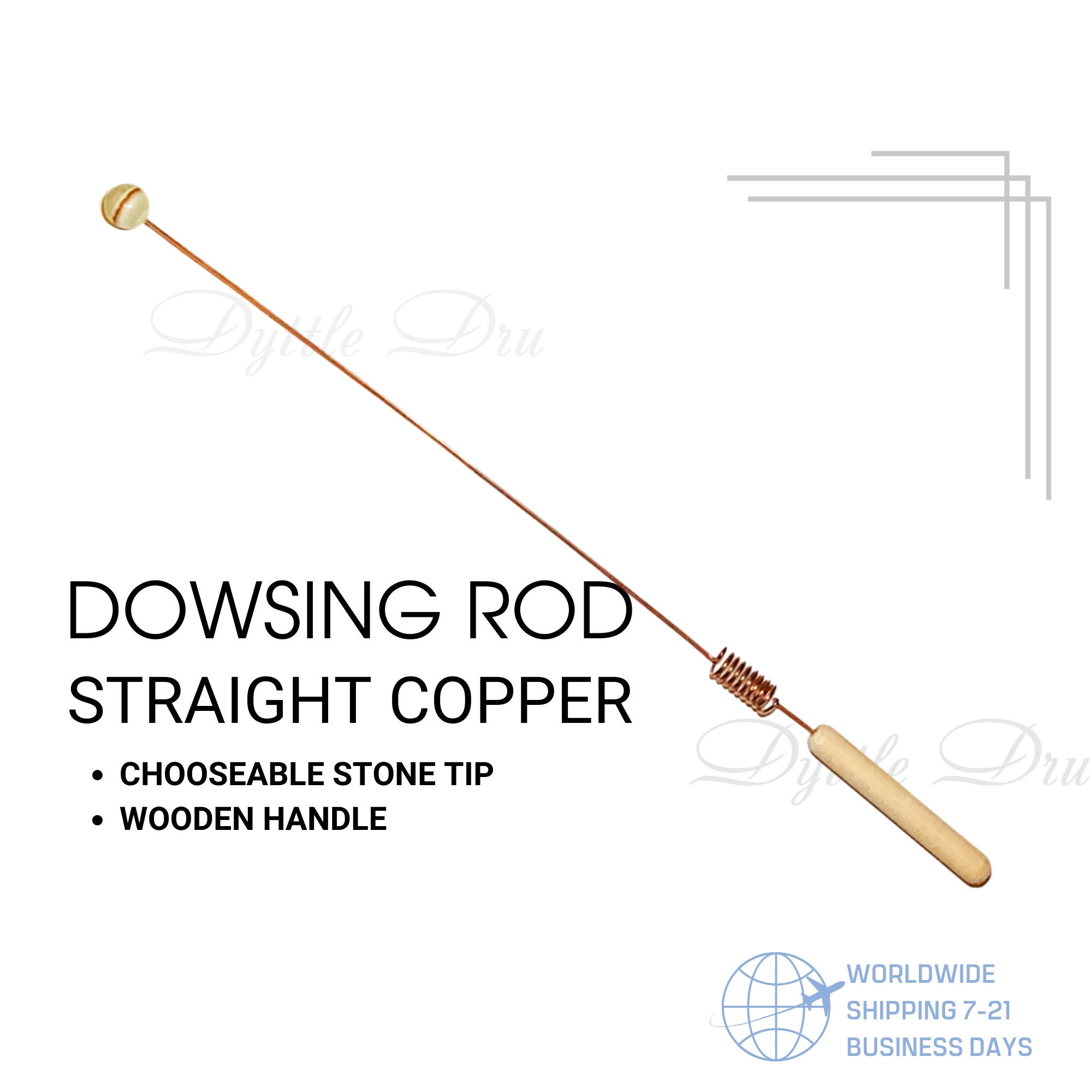 Copper Dowsing Rod Bobber With Onyx Tip Amethyst Tip Portable Divining