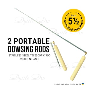 2 Folden Dowsing Rods Adjustable Length in Pouch | Portable Dowsing Rods | 2 Telescopic Dowsing Rods