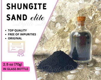2.5 oz of Shungite Sand in glass bottle | Grounding Gemstone | Schungit stone noble C60 fertilizer garden healing | Shungite Powder