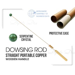 Copper Dowsing Rod Bobber with Serpentine Crystal | Biotensor | Dowsing Bobber Divination Rods | Tensor rod | Bobber for Dowsing