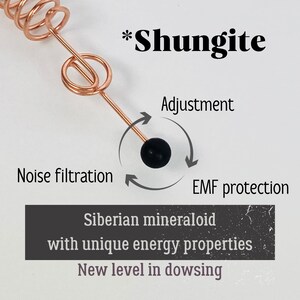 Handmade Copper Dowsing Rod with Shungite Tip | Divining rod | Divination Rod | Copper dowsing rods with crystals | Sacred Cubit 144 MHz image 2