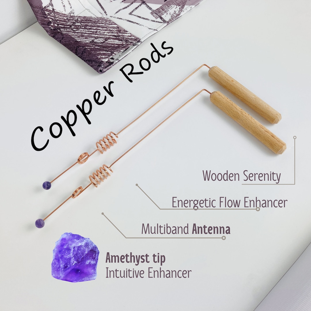 2 Amethyst Copper Dowsing Rods With Multiband Antenna - Etsy