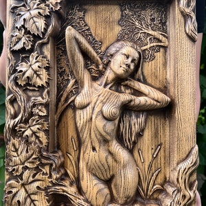 Venus in a frame wooden carved picture | wooden picture | Wood carving picture wall decoration plaque | women figures | wood wall art