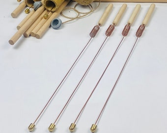 Copper Dowsing Rod with BRASS Metal Tip with BAMBOO CASE | Dowsing Rod Bobber | Divining rods | Bright Brass End