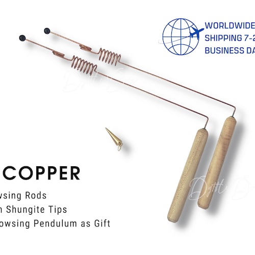 2 Copper Dowsing Rods With Double Resonator & Shungite Tip Etsy