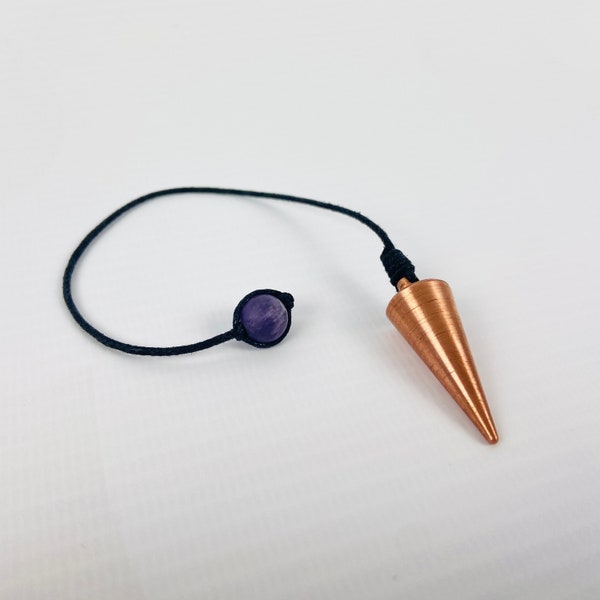 Big Solid Pure Copper Dowsing Pendulum - Best Conical Pendulum for Dowsing - Amethyst Healing Dowsing pendant - Handmade Cone Metal Pendulum