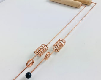 USA 2 Copper Dowsing Rods with Double Resonator & Shungite tip | Pair of divining rods | Divination Rods | Sacred Cubit 144 MHz