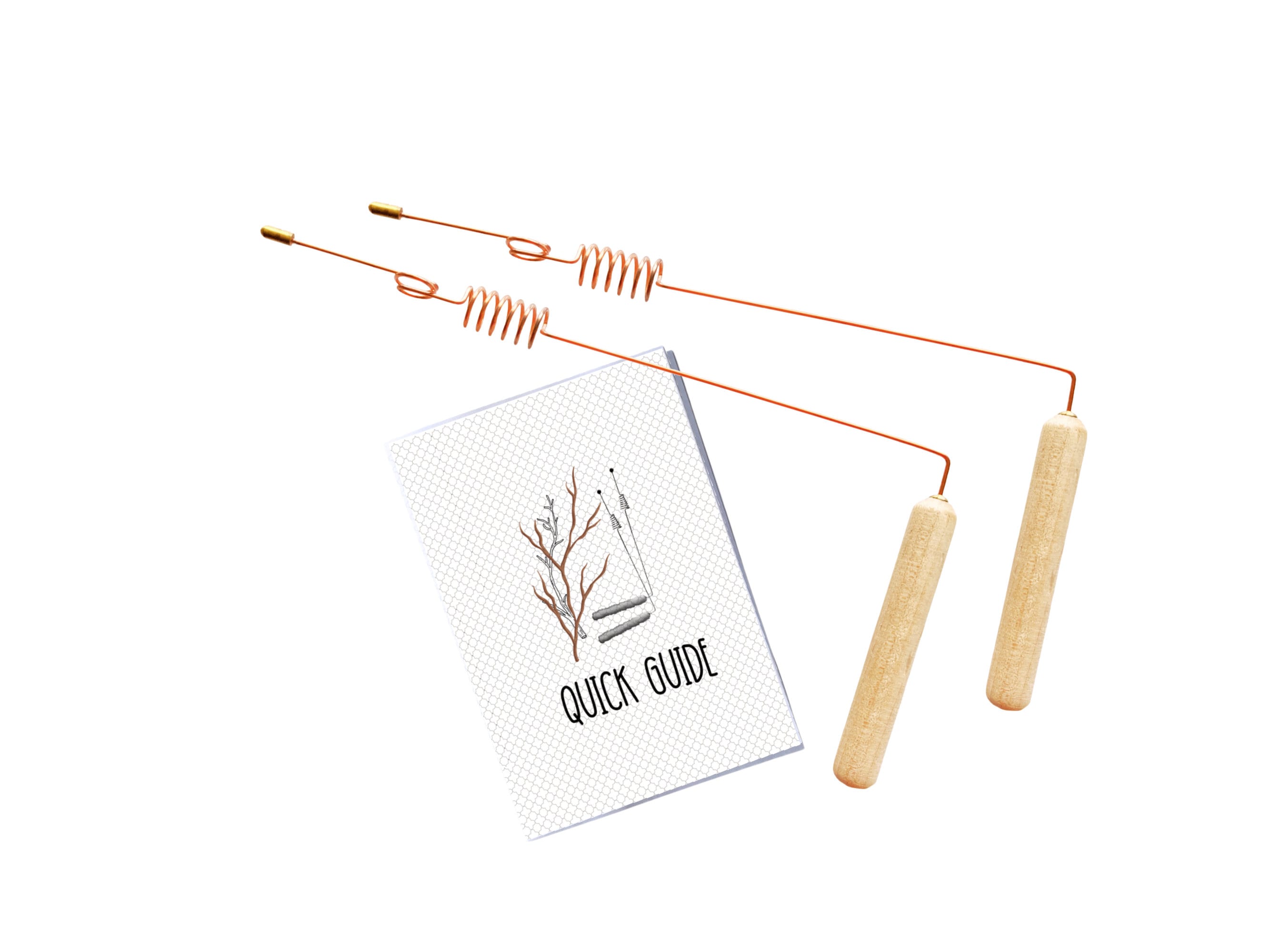 2 Copper Dowsing Rods With Double Resonator Dowsing Pendulum as Gift