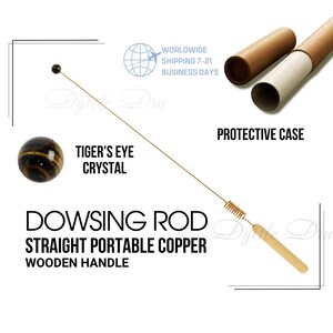 Dowsing Rod Bobber with Tiger's eye Crystal | Copper Dowsing One-Handed Rod | Divining rods | Tensor Rod | Biotensor