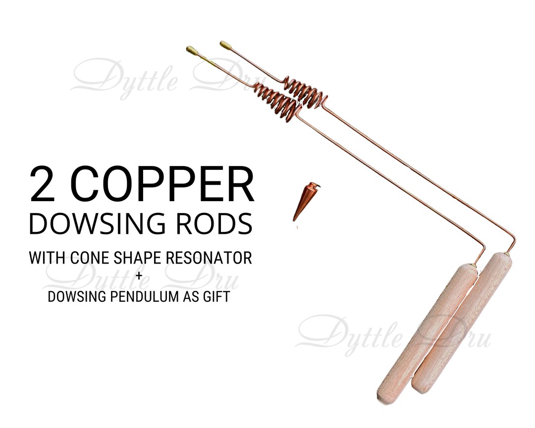 2 Copper Dowsing Rods With Resonator Dowsing Pendulum as Etsy