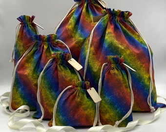 Roaring Rainbow - Cotton Drawstring Bags