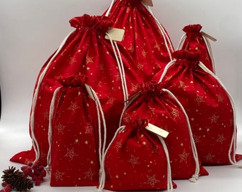 LAST STOCK Scarlet Stars - Cotton Seasonal Gift Bags