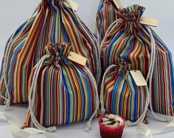 Stripe - Cotton Drawstring Bags