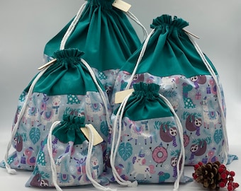 LAST STOCK Teal Unicorns & Friends - Cotton Seasonal Gift Bags