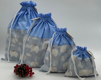 LAST STOCK Blue Polar Bear - Cotton Seasonal Gift Bags