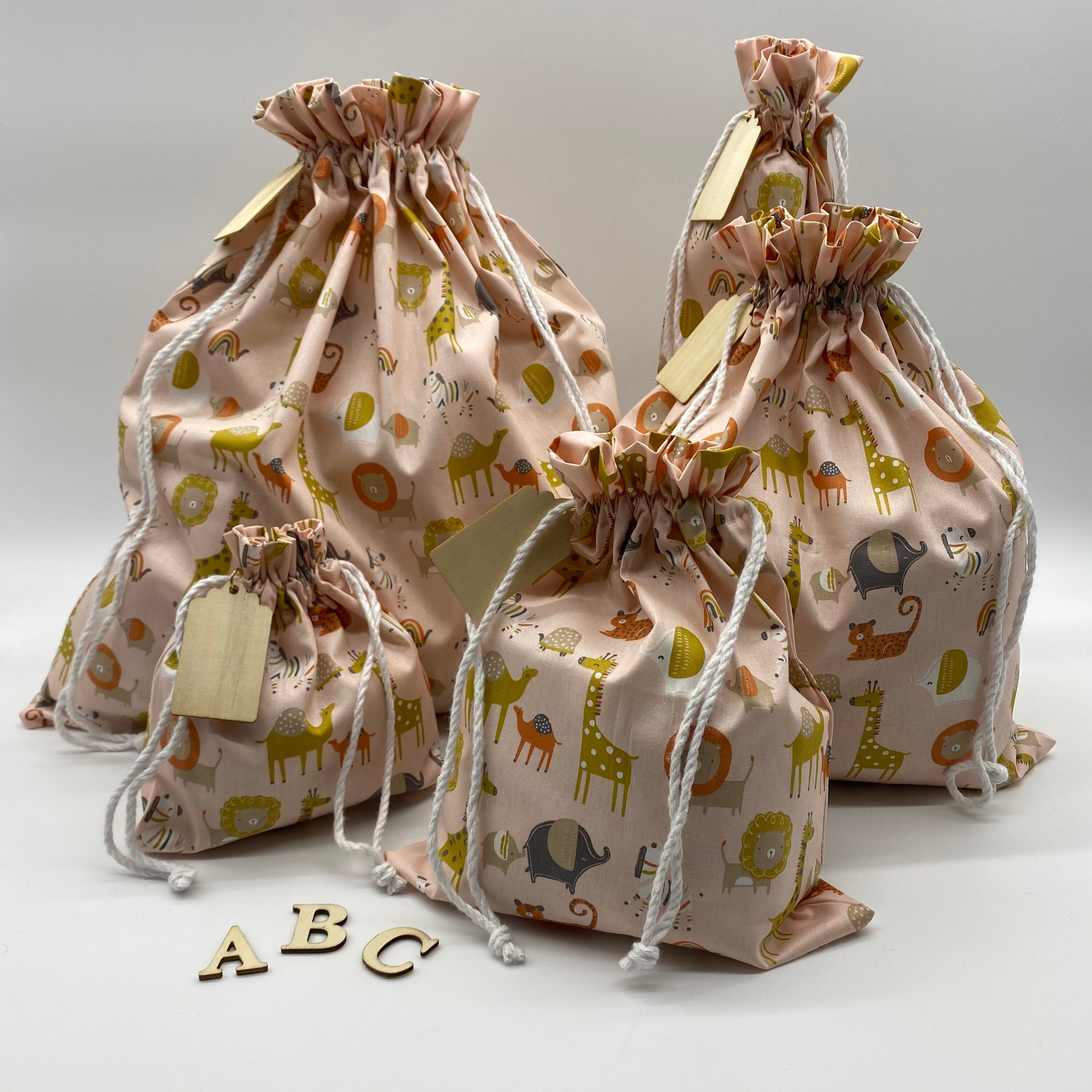 Cotton Gift Bags Pink Safari Etsy