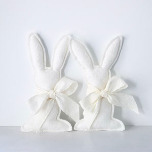 Wool Felt Bunny Rabbit: White Cottage Style Easter Decor