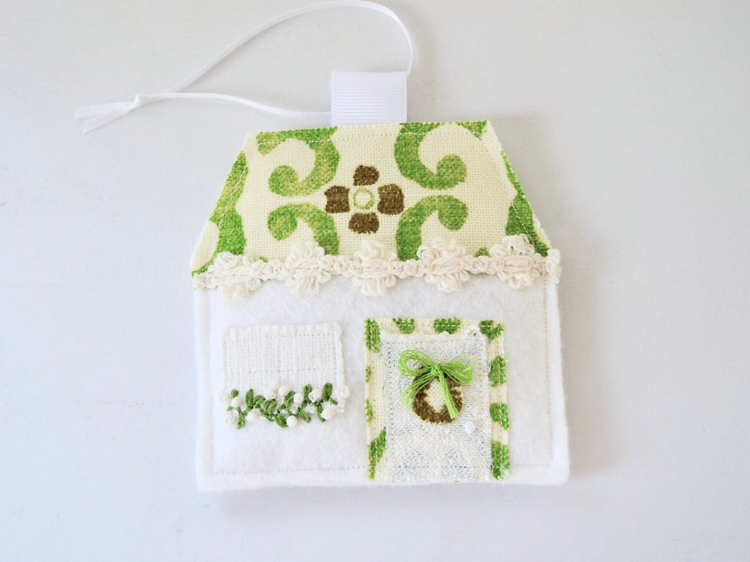 Wool Felt House Ornament Wool Felt Cottage Ornament Embroidered Cottage