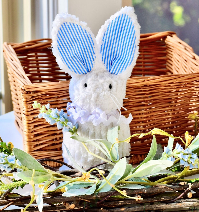 White Chenille Bunny White Chenille Stuffed Rabbit - Etsy