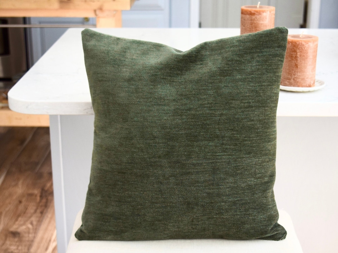Moss Green Chenille Pillow Cover Green Chenille Pillow Cover Moss Green