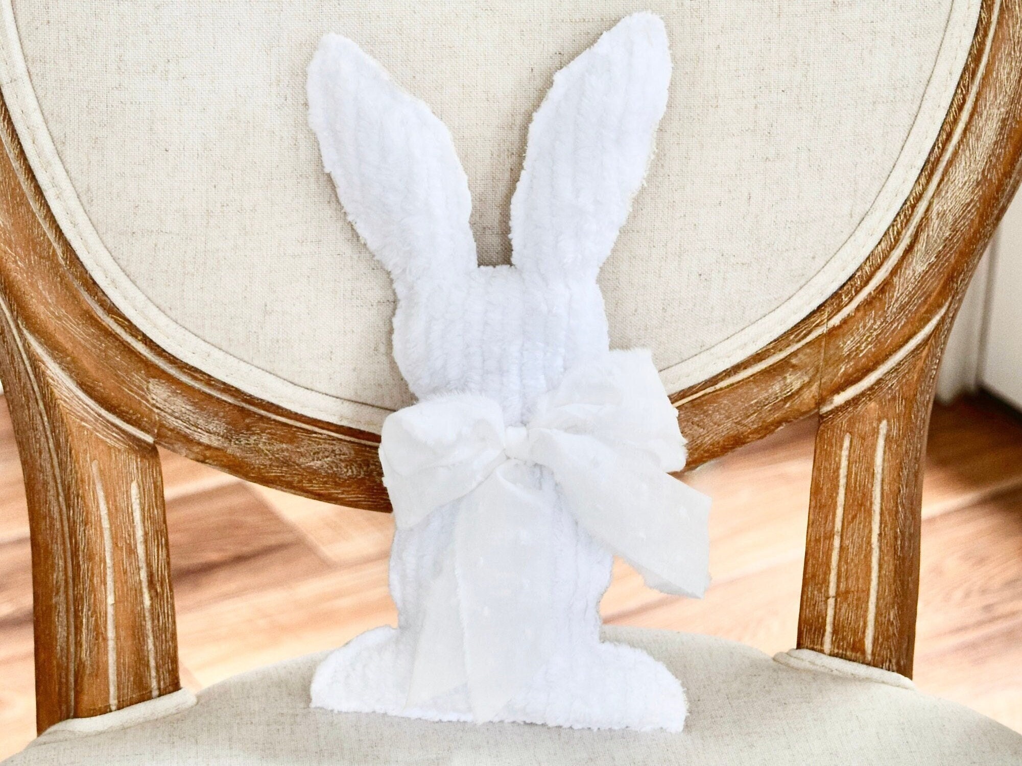 Cottage Style Bunny White Chenille Bunny Farmhouse Fabric Bunny French ...