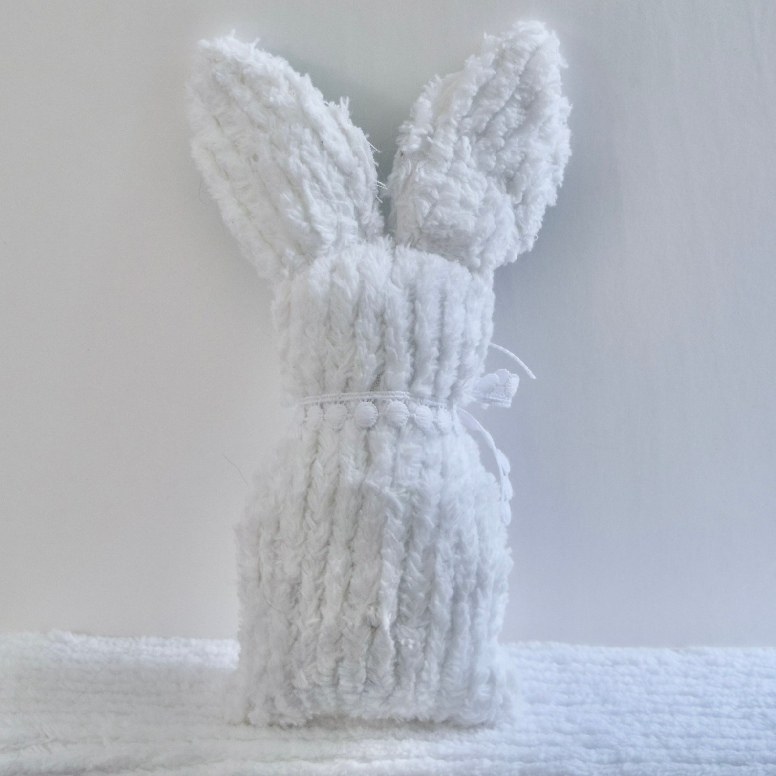 White Chenille Bunny White Chenille Stuffed Rabbit | Etsy