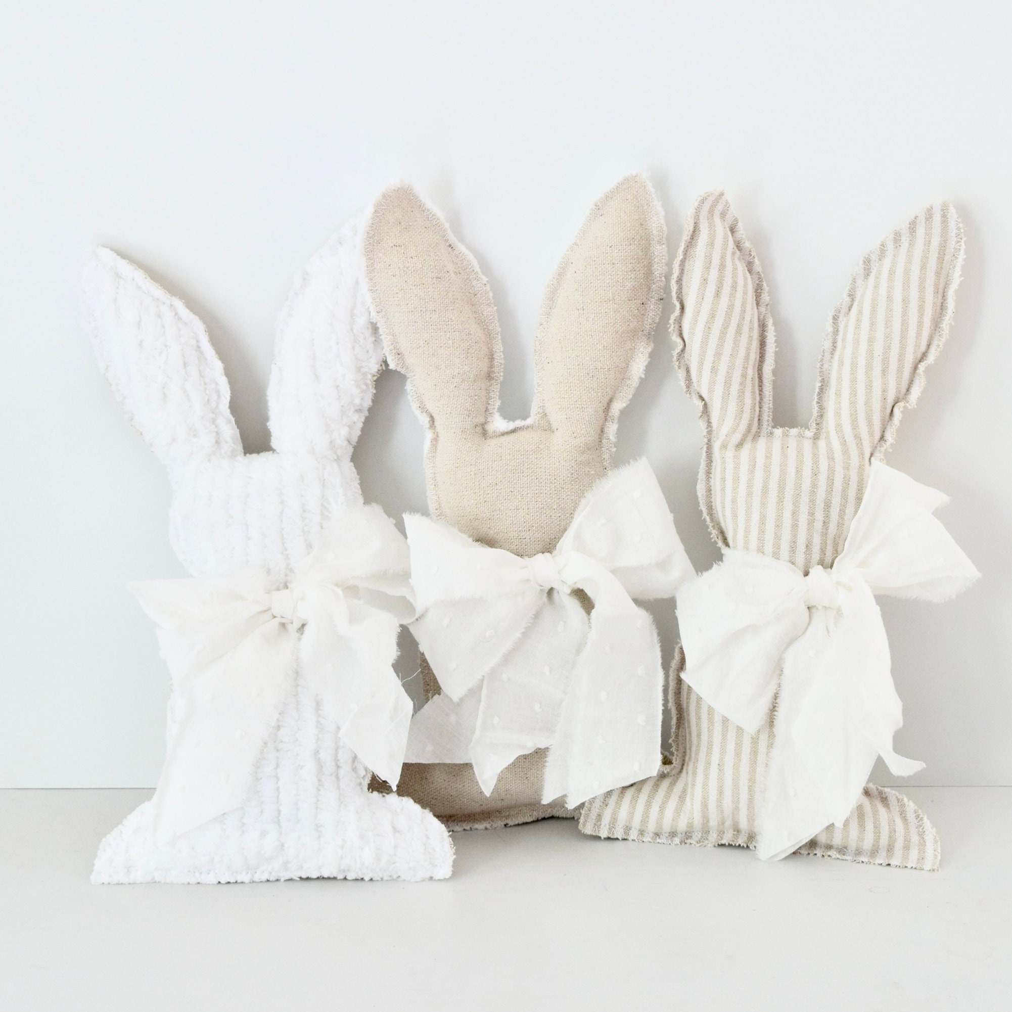 Cottage Style Bunny White Chenille Bunny Farmhouse Fabric Bunny French ...