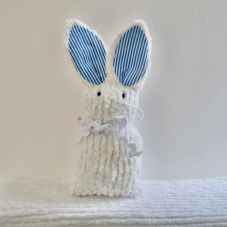 White Chenille Bunny White Chenille Stuffed Rabbit | Etsy