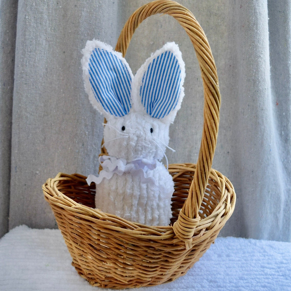 White Chenille Bunny White Chenille Stuffed Rabbit - Etsy