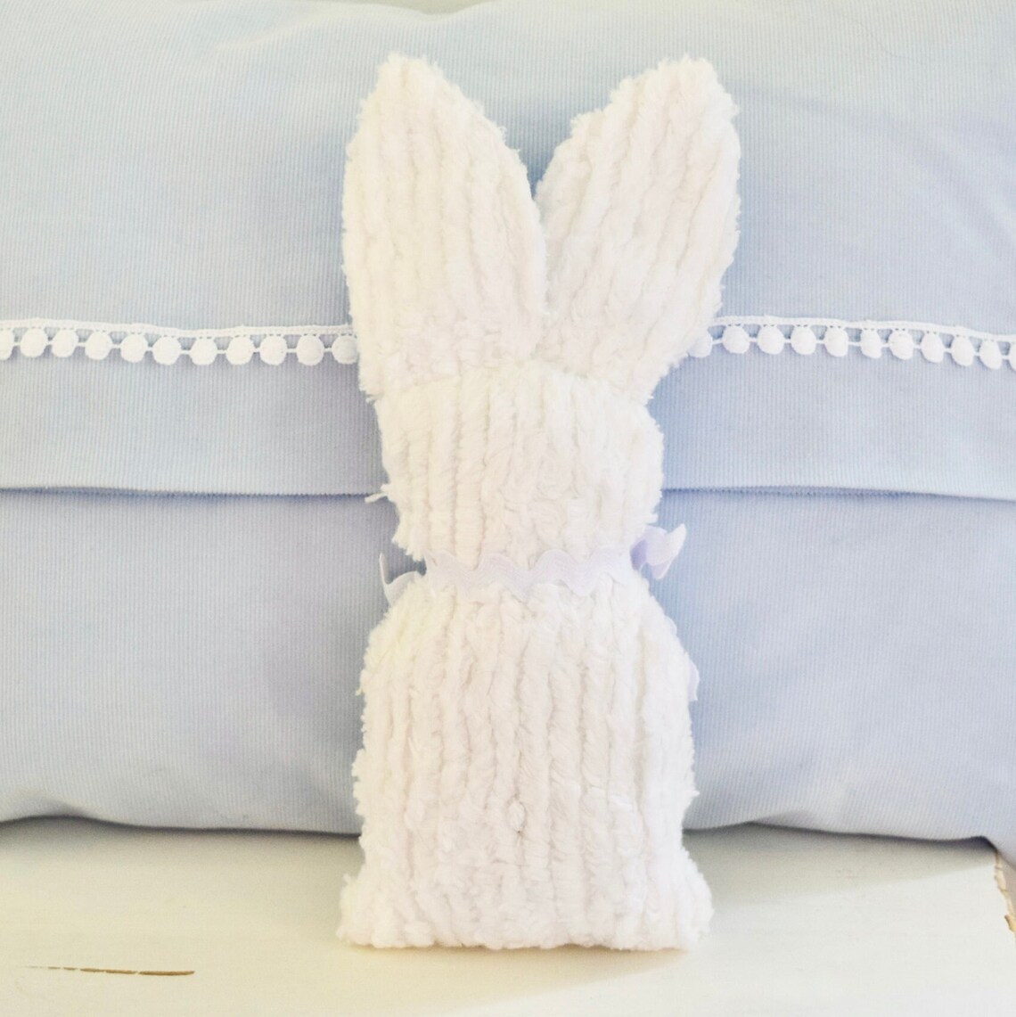 White Chenille Bunny White Chenille Stuffed Rabbit - Etsy