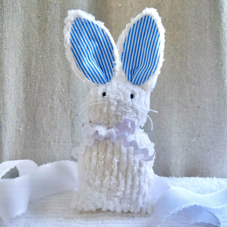 White Chenille Bunny White Chenille Stuffed Rabbit - Etsy