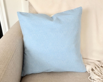 Blue Polka Dot Pillow Cover: Cornflower Cotton, Cottage Style (16x16)