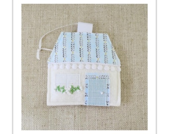 Embroidered Wool Felt Cottage Ornament: Farmhouse Holiday Decor
