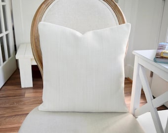 Herringbone Pillow Cover: Neutral White Performance Fabric, 16” x 16”