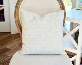 Oatmeal Heather Boucle Pillow Cover - Neutral Textured Accent, 16”