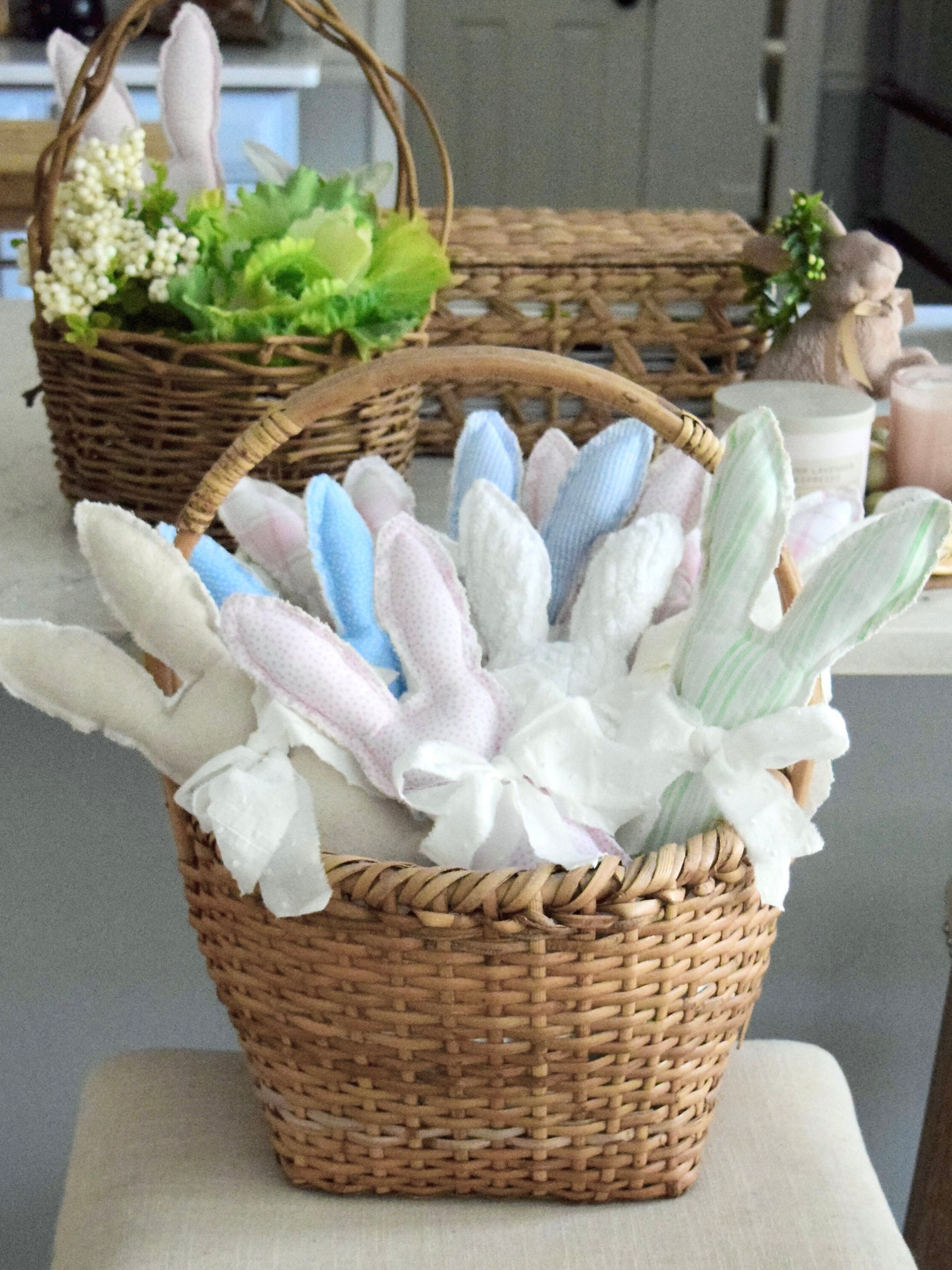 Cottage Style Bunny White Chenille Bunny Farmhouse Fabric Bunny French ...