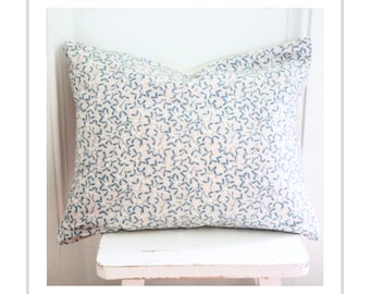 Blue Woodland Print Pillow Cover: Farmhouse Cottage Decor (12x16)
