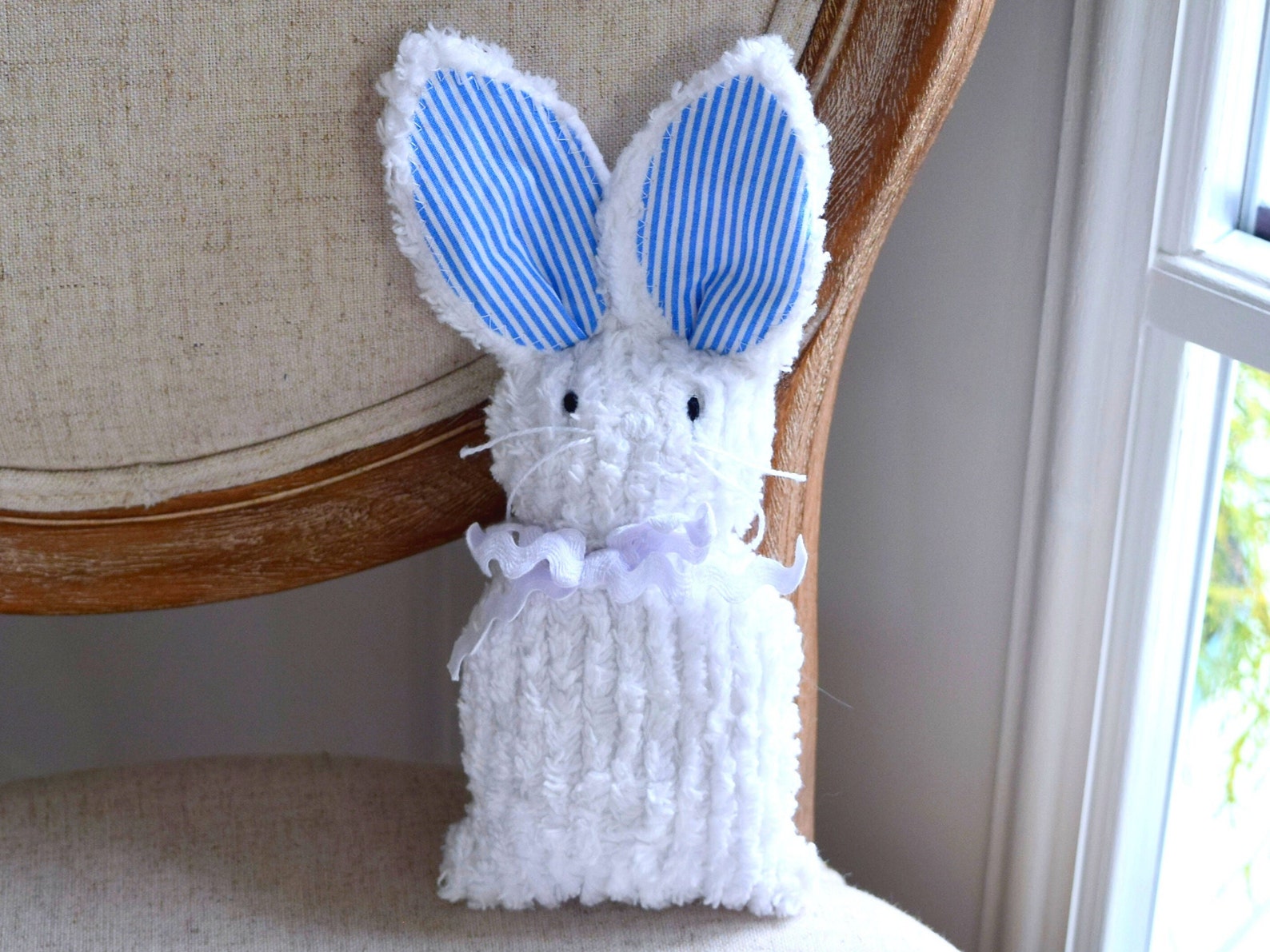 White Chenille Bunny White Chenille Stuffed Rabbit - Etsy