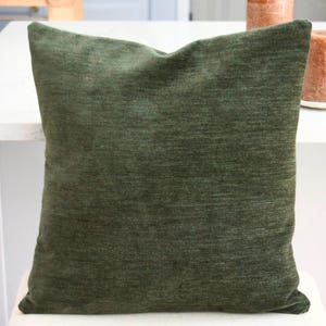 Moss Green Chenille Pillow Cover: Textured Throw Pillow (16x16)
