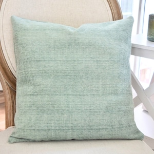Textured Seafoam Green Chenille Pillow Cover - 16” x 16”