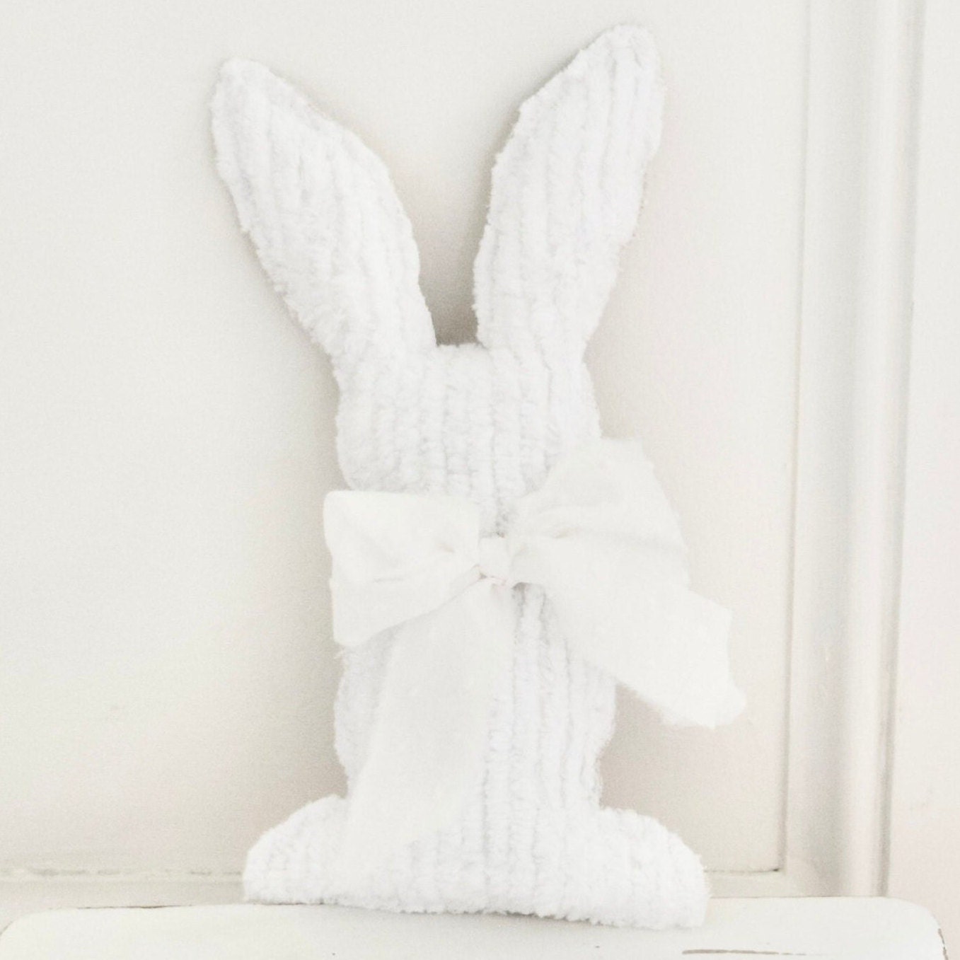 Cottage Style Bunny White Chenille Bunny Farmhouse Fabric Bunny French ...