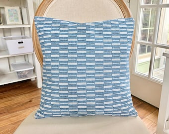 Blue and White Stacked Striped Pillow Cover: Coastal Cottage Decor